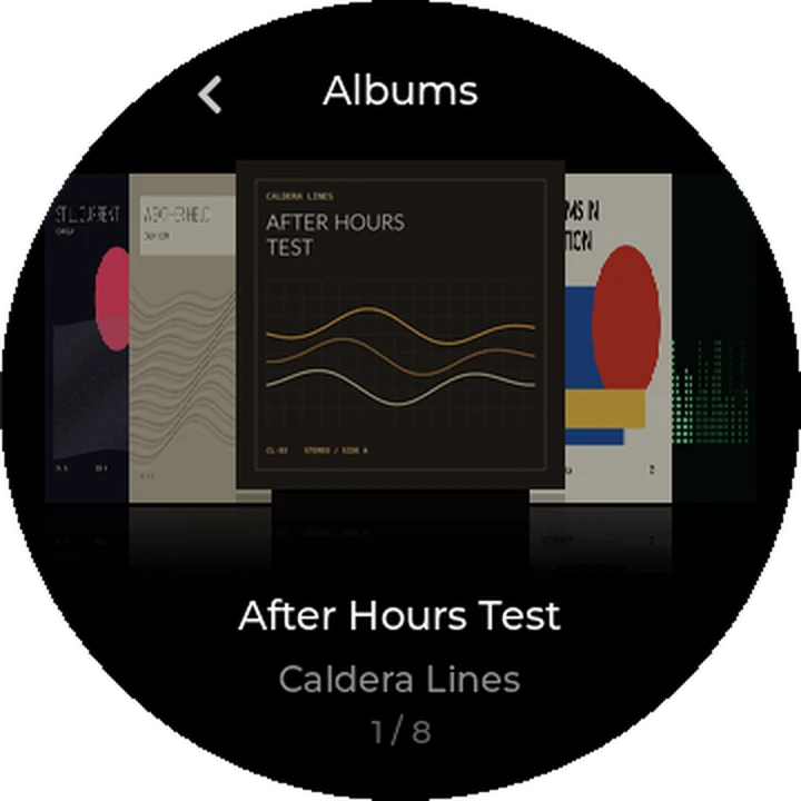 Cover Flow with After Hours Test by Caldera Lines in the centre